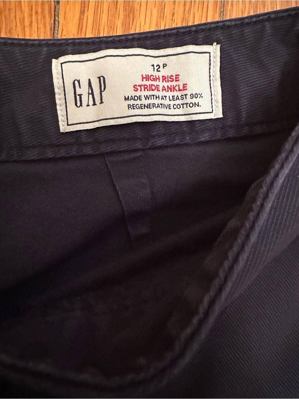 GAP High Rise Stride Ankle Pants Women's 12 P Navy Wide Leg Cropped Chino 1154 - Picture 7 of 7